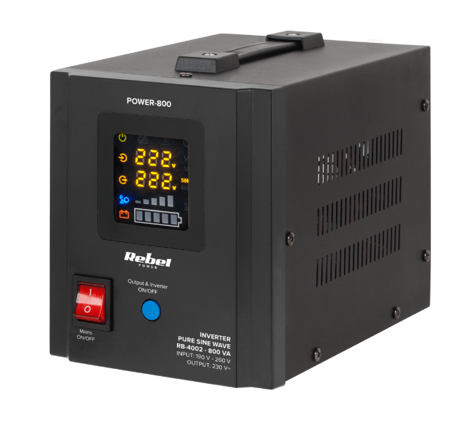 Перетворювач напруги 12В/220В Rebel POWER 500-800W, Інвертор, Джерело безперебійного живлення, ДБЖ