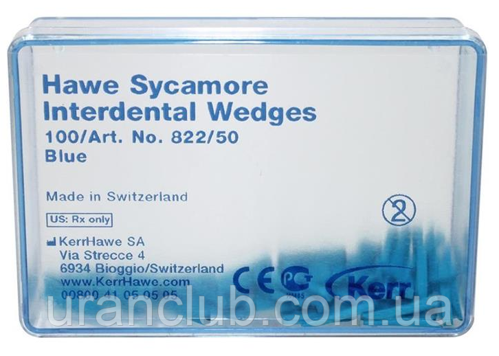 Клини дерев'яні Sycamore Interdental Wedges, Kerr (США) клини керр Сині 100 шт / уп № 822/50, фото 1
