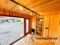 Мобільна сауна 5,5х2,6м, h-2,8м від Thermowood Production. Відео