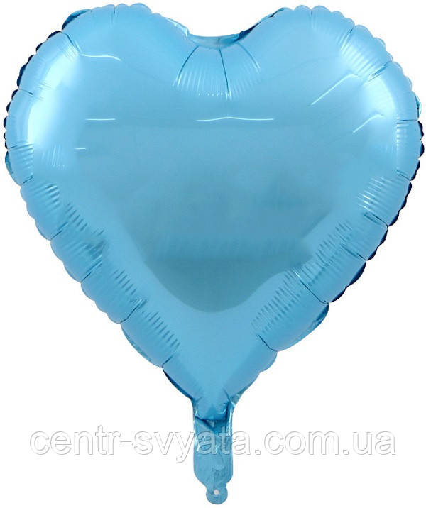 Фольгована кулька КНР 18"(45 см) Серце металік блакитне