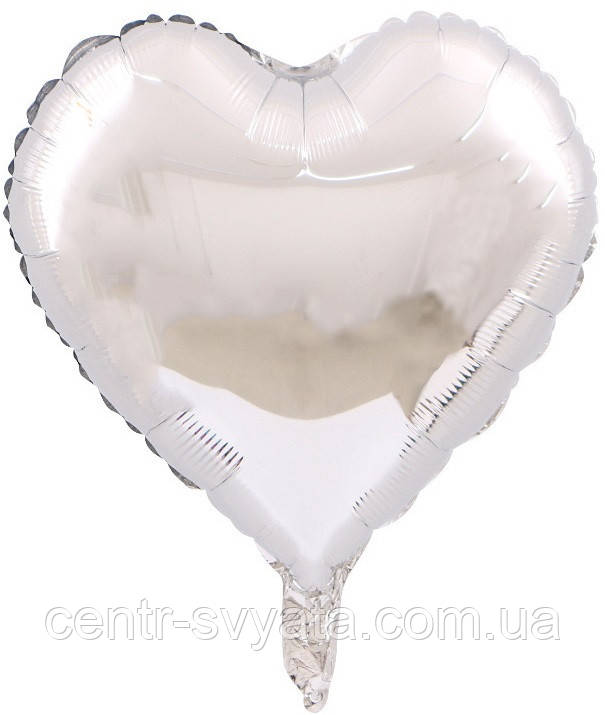 Фольгована кулька КНР 18"(45 см) Серце металік срібне