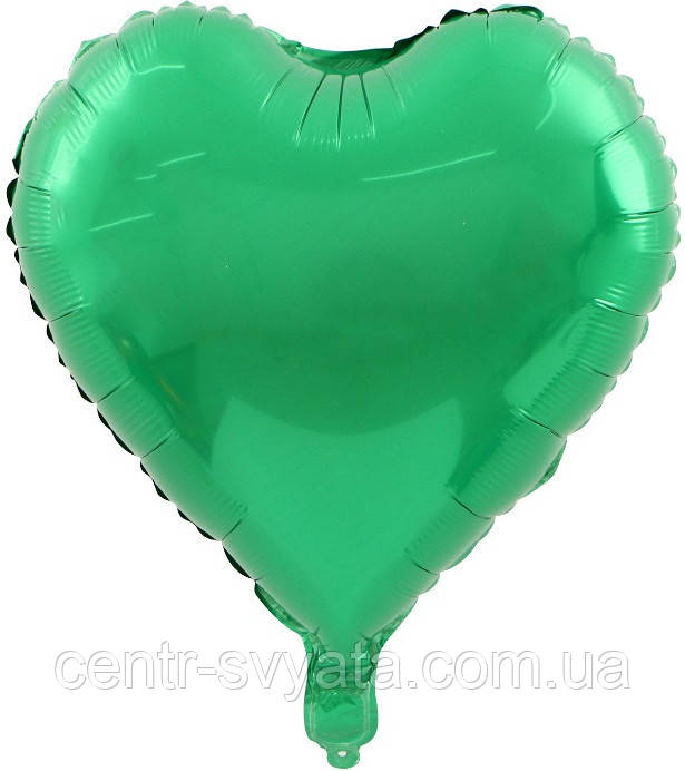Фольгована кулька КНР 18"(45 см) Серце металік зелене