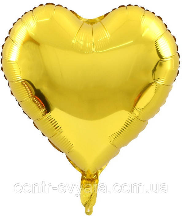 Фольгована кулька КНР 18"(45 см) Серце металік золоте