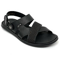 Шкіряні чорні чоловічі босоніжки на липучці літо Sergio Billini 176/054/SB 40