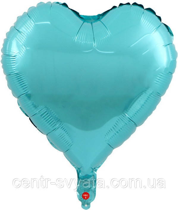 Фольгована кулька КНР 18"(45 см) Серце металік аквамарин