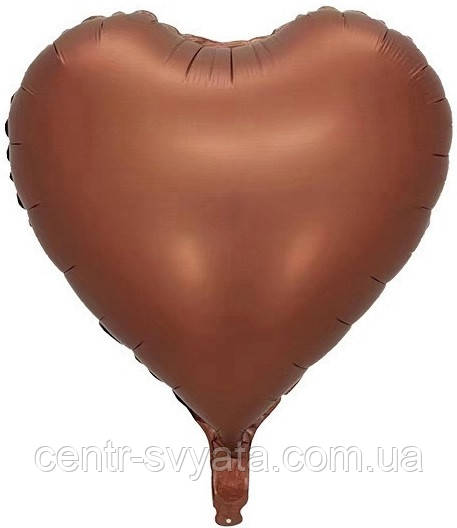 Фольгована кулька КНР 18"(45 см) Серце сатин шоколадне