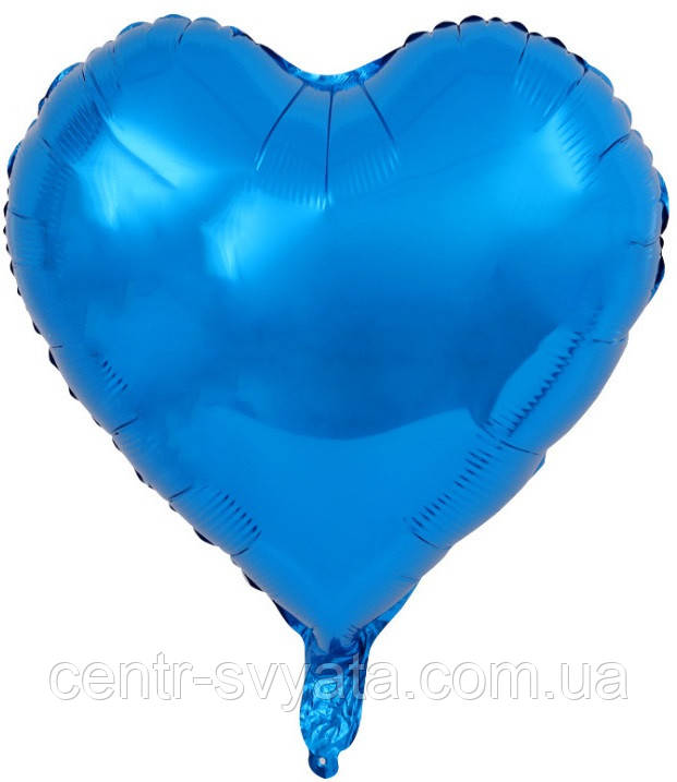 Фольгована кулька КНР 18"(45 см) Серце металік синє