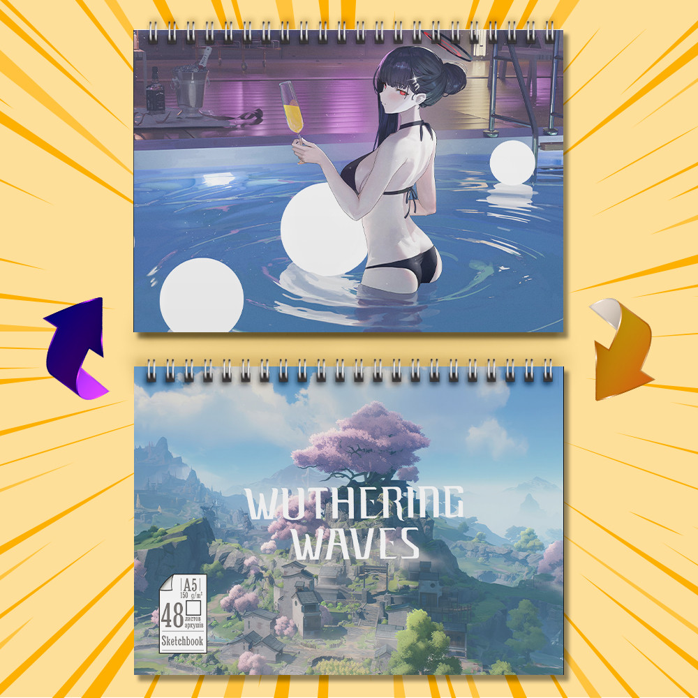 Скетчбук А5 48 арк. 150 гр.м² Гри Wuthering Waves 003