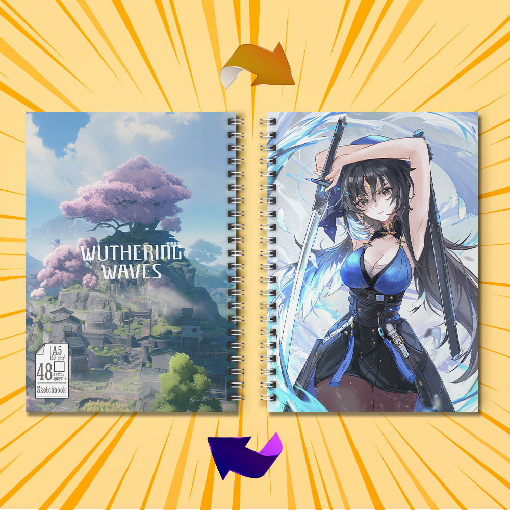 Скетчбук А5 48 арк. 150 гр.м² Гри Wuthering Waves 013