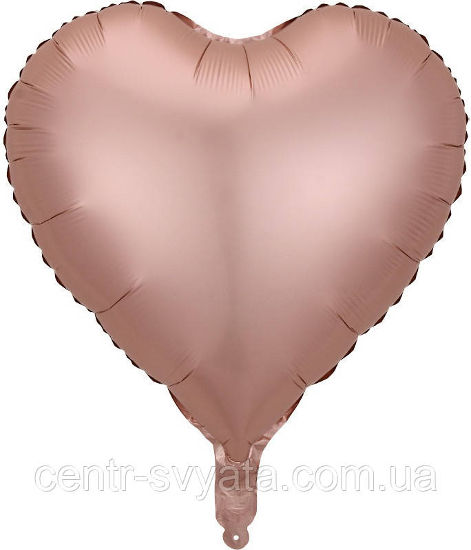 Фольгована кулька КНР 18"(45 см) Серце сатин рожеве золото