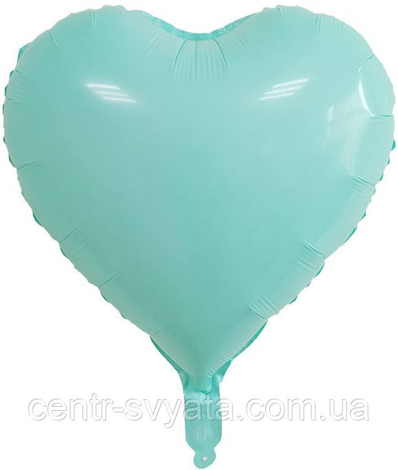 Фольгована кулька КНР 18"(45 см) Серце макарун аквамарин