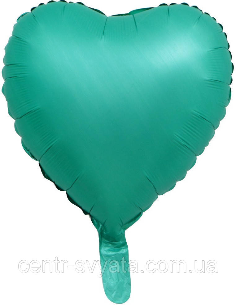 Фольгована кулька КНР 18"(45 см) Серце сатин смарагдове