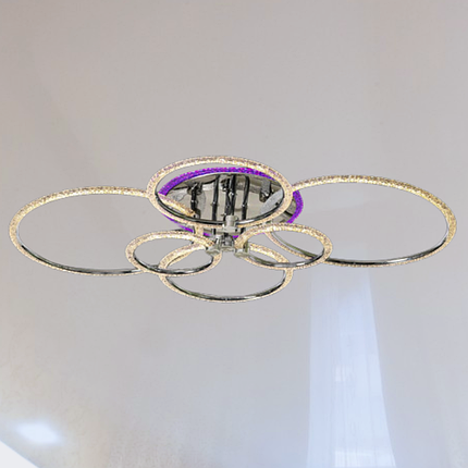 СВЕТОДИОДНА LED ЛЮСТРА НА 6 КОЛІЦ 176W+20W З ПІДСВІТКОЇ ТА ПУЛЬТОМ 3000К-6000К, фото 3