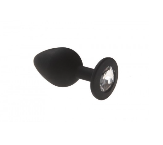 Анальний корок, Black Silicone Diamond, M, фото 1