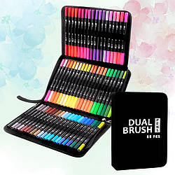 Акварельні маркери 60 шт для малювання скетчингу з пензликом Набір двосторонніх скетч маркерів в кейсі