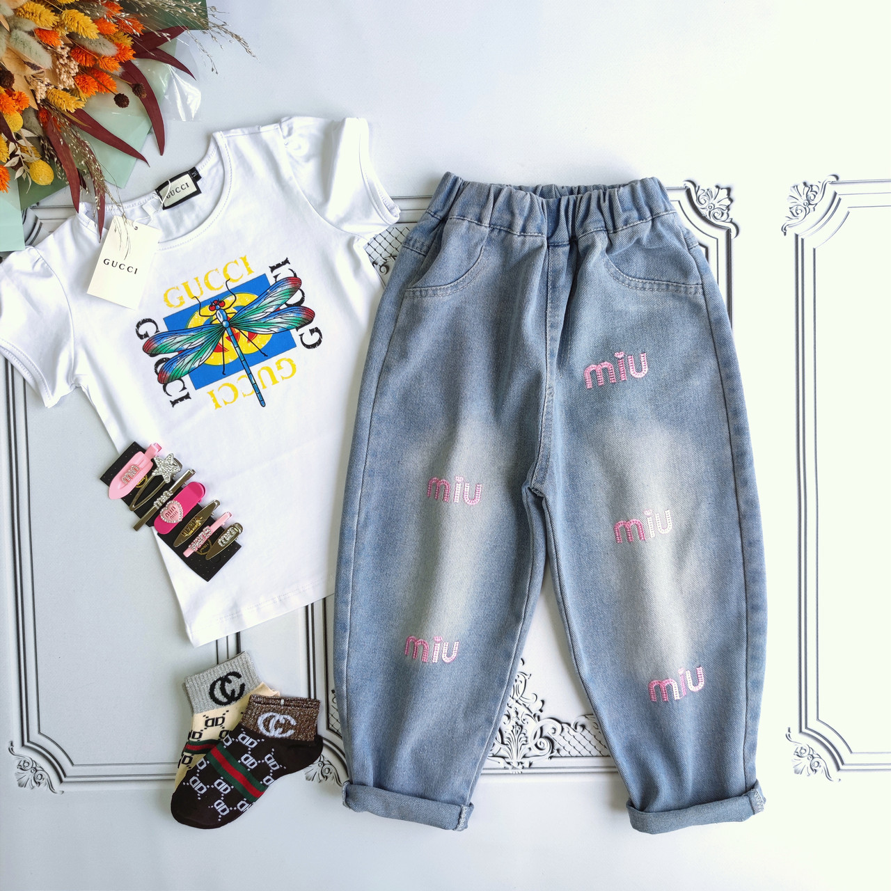 Дитячі джинси Miu miu для дівчинки, фото 1