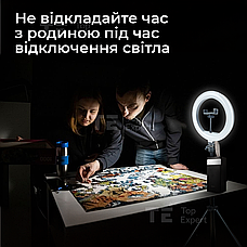 Кільцева лампа 26 см із тримачем для телефона лампа для селфі лампа для тік тока працює від повербанка, фото 6