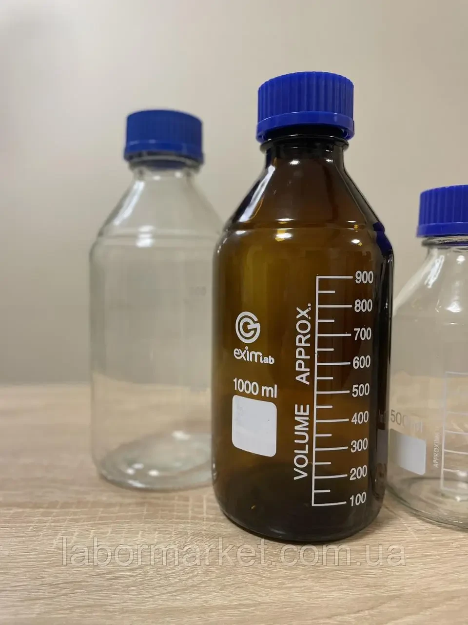 Бутель 1000мл темне скло, гвинт. автоклав. кришка,ТС