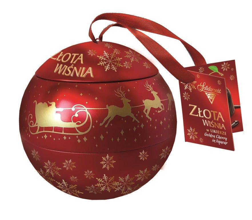Шоколадные конфеты Zlota Wisnia Goplana в елочном шаре (вишня в шоколаде), 190 гр - фото 1 - id-p419871091