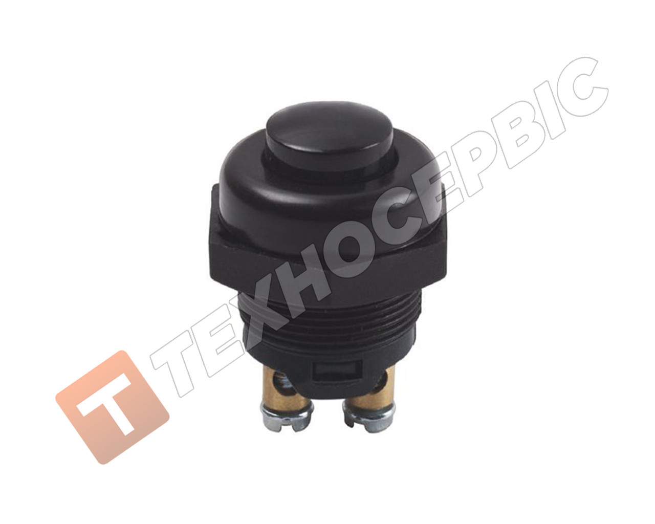 Кнопка натискна чорна 12v 16А без фіксації ( AK-SA Турція)