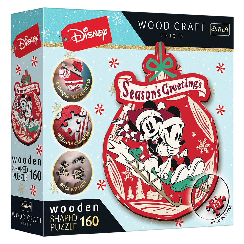 Пазл фігурний з дерева "Дісней. Різдво у Міккі та Міні", 160 елементів Trefl Wood Craft Disney (5900511201925)