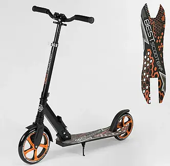 Самокат Best Scooter 34750 (складний, амортизатор, підніжка, PU колеса, на підшипниках ABEC 7), фото 1