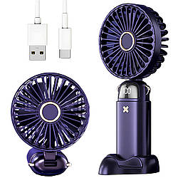 Ручний вентилятор з підставкою для телефона, Mini fan XL-880, Синій / Міні вентилятор портативний