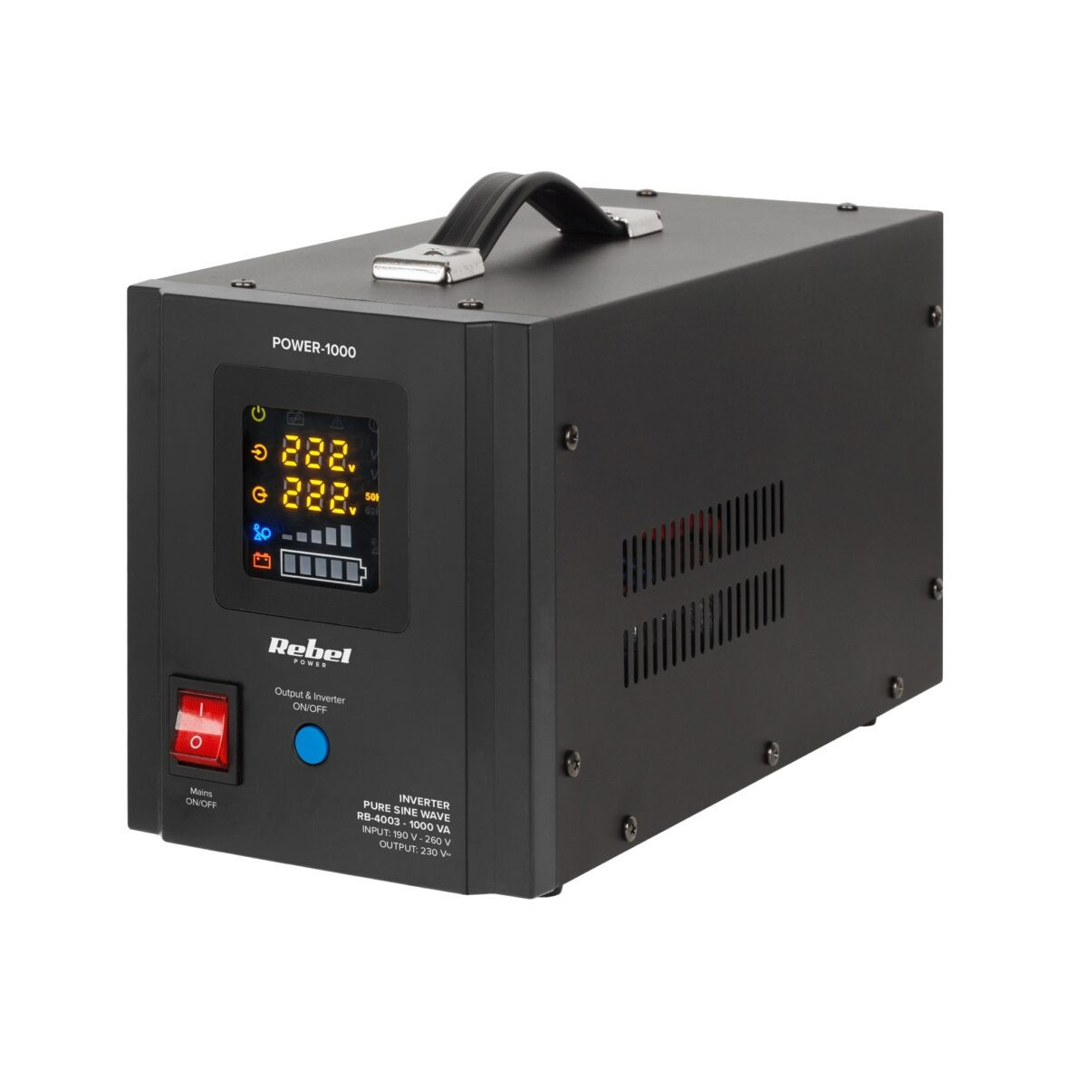 ДБЖ, Перетворювач напруги 12В/220В Rebel POWER 700/1000W, Чистий синусоїдальний інвертор