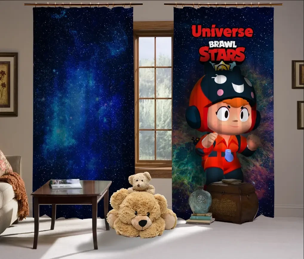 Штори з 3D принтом на тему: Brawl Stars. Бравл Старс. Бєа