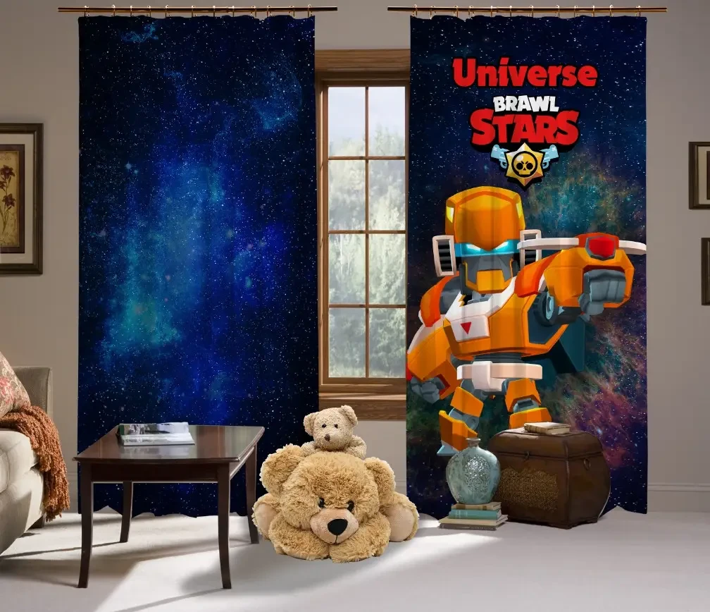 Штори з 3D принтом на тему: Brawl Stars. Бравл Старс. Бо
