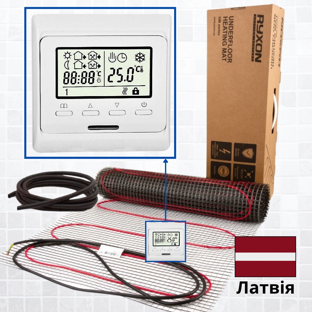 Підлога з підігрівом Ryxon HM-200 - 8,0 м2 нагрівальний мат з програмованим терморегулятором E51
