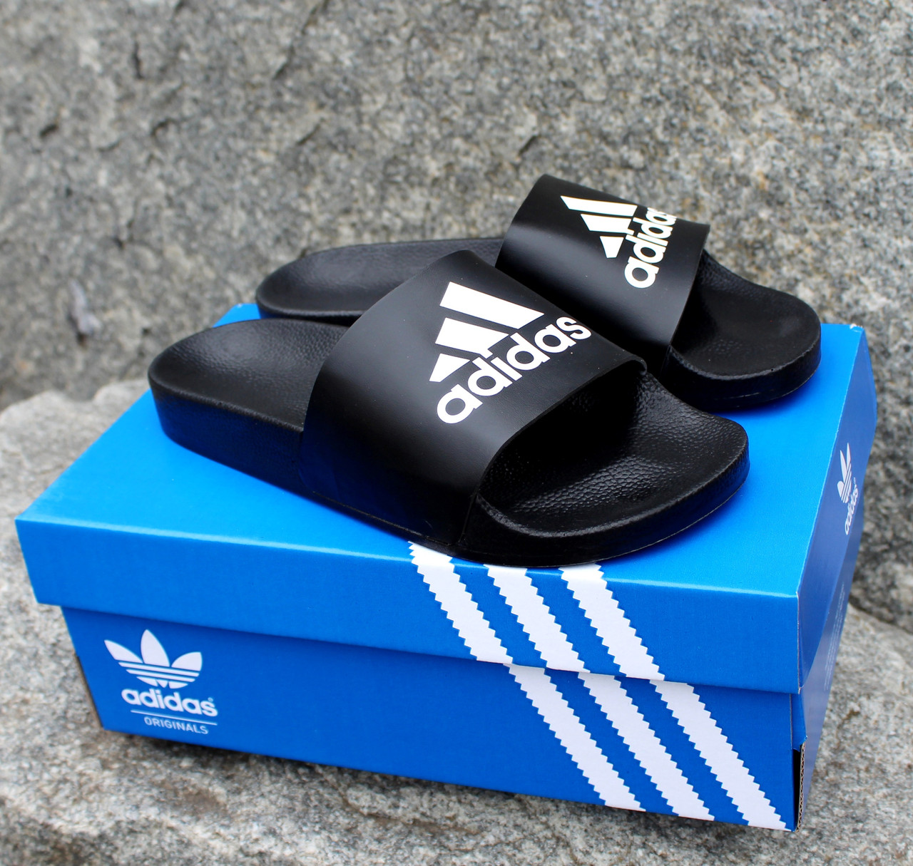 Чоловічі сланці Adidas шльопанці тапочки чорні
