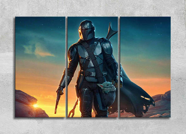 Фантастична Картина Малюк Йода Декор на Стіну із Зірковими Воїнами Мандалорець Кадр із Фільму Зіркові війни VE, фото 1