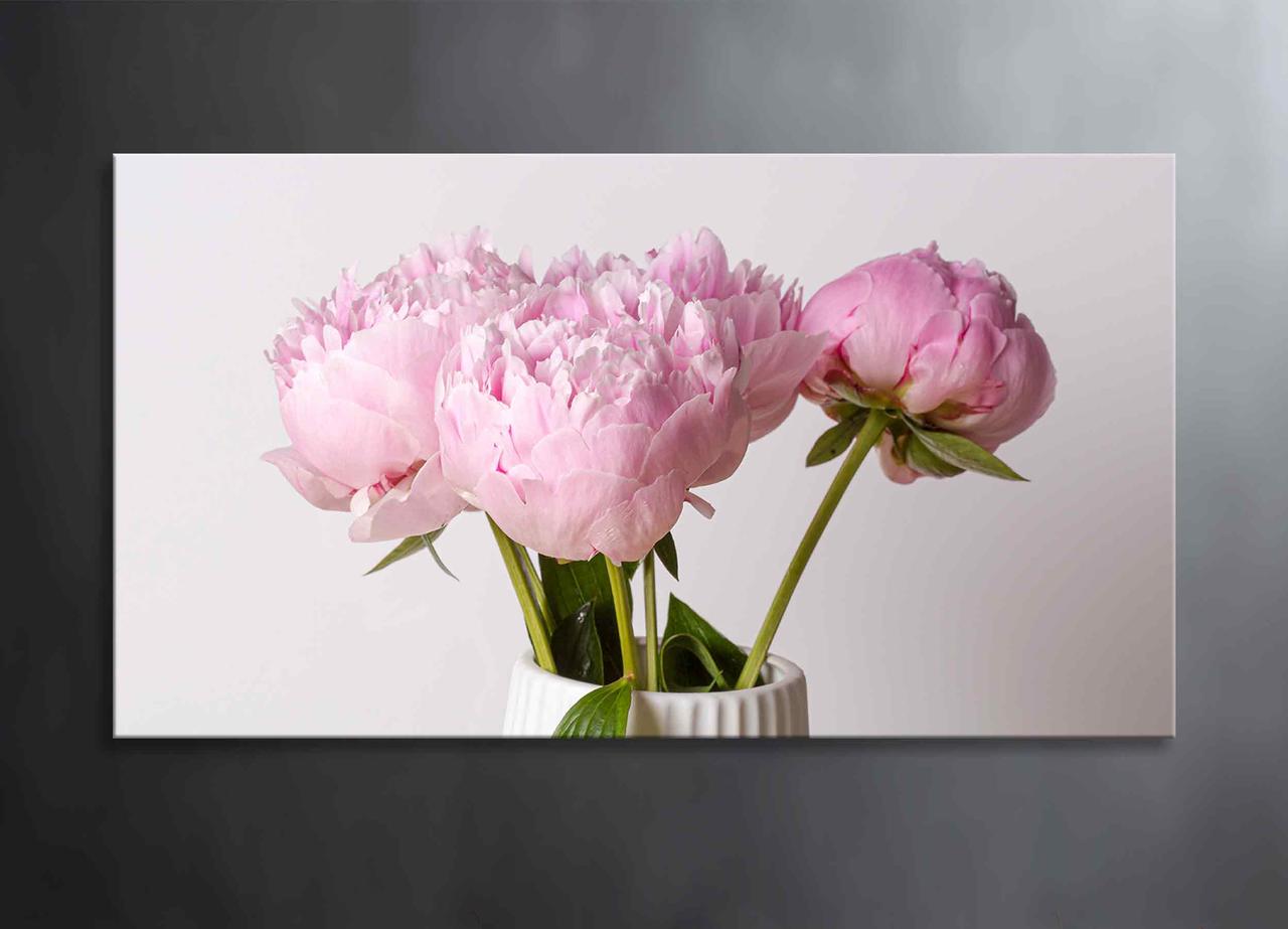 Картина Рожеві Півонії у Вазі Яскраві Квіти Декор на Стіну з Півонія Естетична Картина в Інтер'єр VE