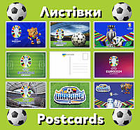 Листівки Apriori 8 шт, 15 на 10 см, 8 видів ,EURO 2024, Футбол ,Євро 2024 , Ukraine, Футбольний сувенір ,подарунок фанату футболу