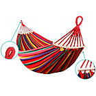 Підвісний гамак з дерев'яною планкою 200х100 см, до 150 кг. / Гавайський гамак двомісний / Тканинний гамак, фото 6