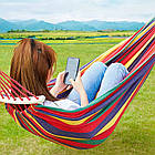 Підвісний гамак з дерев'яною планкою 200х100 см, до 150 кг. / Гавайський гамак двомісний / Тканинний гамак, фото 5