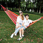 Підвісний гамак з дерев'яною планкою 200х100 см, до 150 кг. / Гавайський гамак двомісний / Тканинний гамак, фото 2