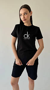 Футболка жіноча Calvin Klein чорна зручна на дівчину футболки з коротким рукавом повсякденні стильні