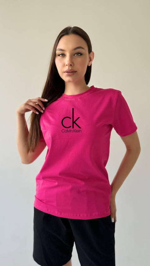 Футболка жіноча літня Calvin Klein стильна яскрава на дівчину футболки з коротким рукавом повсякденні, фото 3