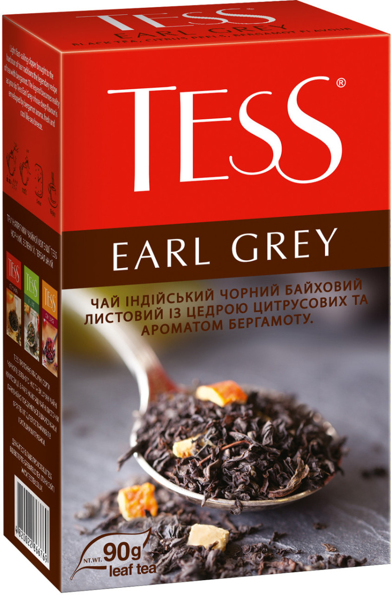Чай чорний листовий TESS Earl Grey black tea 80 г (Тесс), фото 1