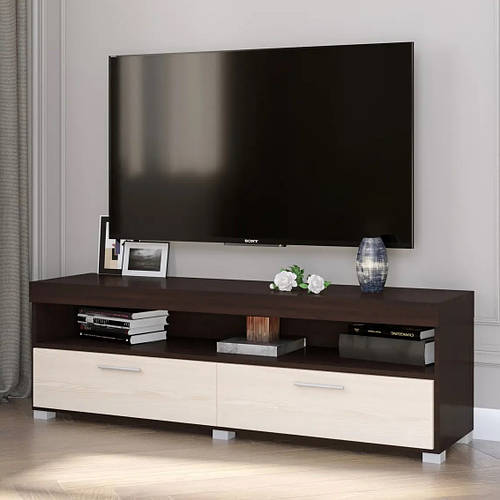 Тумба под телевизор 1200 Британия Венге темный, Дуб молочный (120х38х46 ...