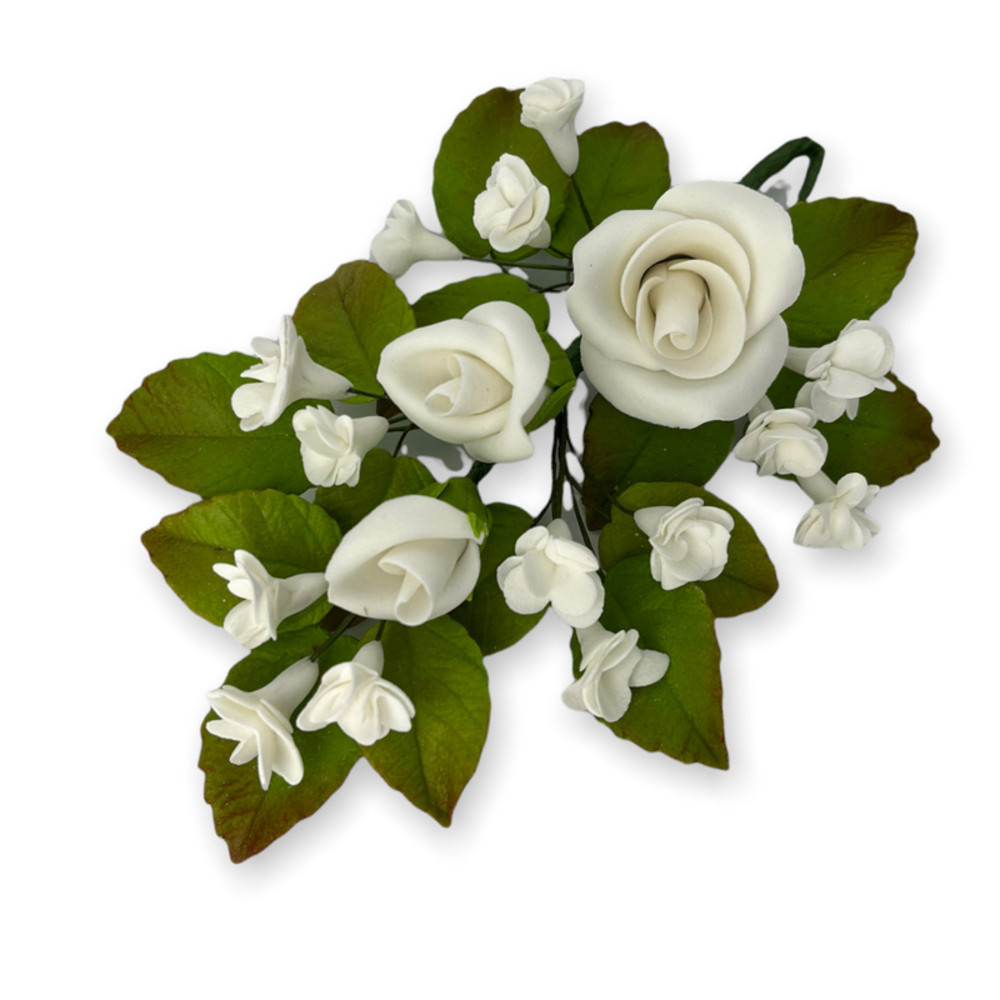 ЦУКРОВА ПРИКРАСА "БУКЕТ ТРОЯНД №6 БІЛИЙ"