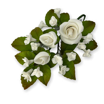ЦУКРОВА ПРИКРАСА "БУКЕТ ТРОЯНД №6 БІЛИЙ", фото 1