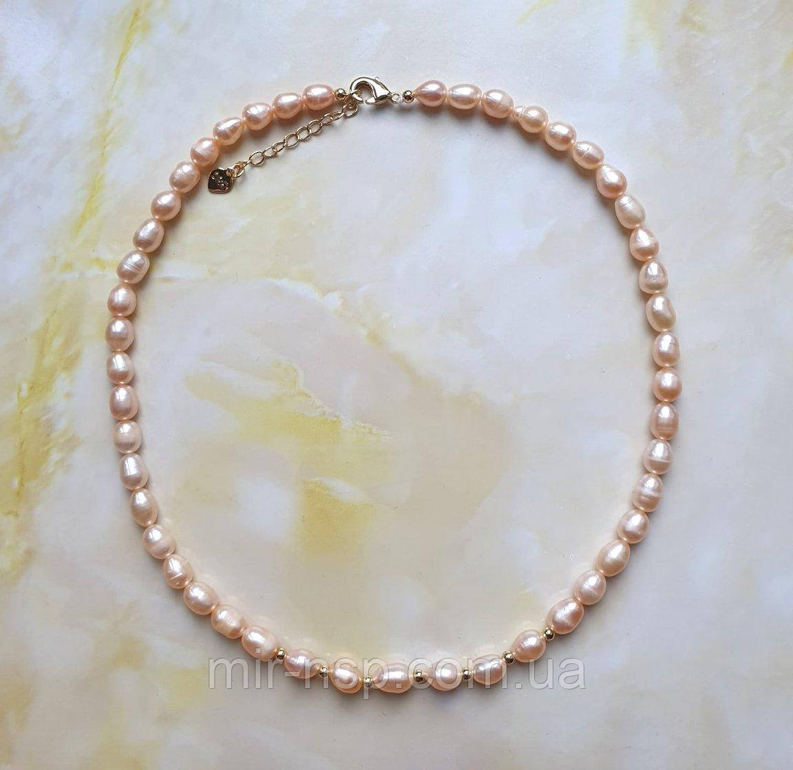 Намиста натуральні річкові перли 6-4 мм вага 22г довжина 40 см, фото 1