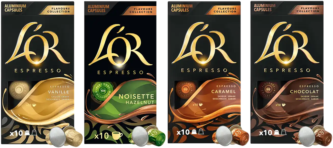 Сет Nespresso L'or Flavours Pack (4 види упаковок по 10 капсул) — Кава в капсулах Неспресо Льор