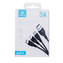 Універсальний зарядний кабель 3 в 1 Type-C/Micro-USB/Lightning, фото 4