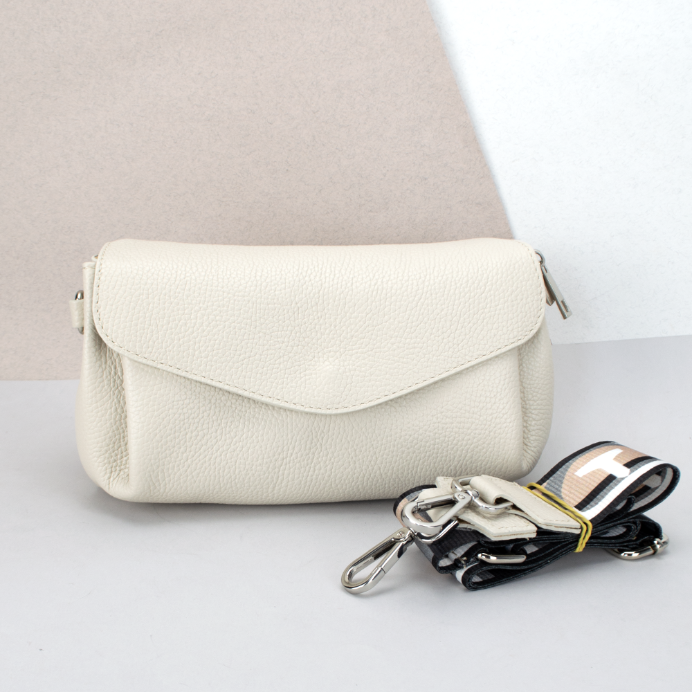 Сумка-клатч жіноча шкіряна Virginia Conti 8918R_s з текстильним ремінцем бежева