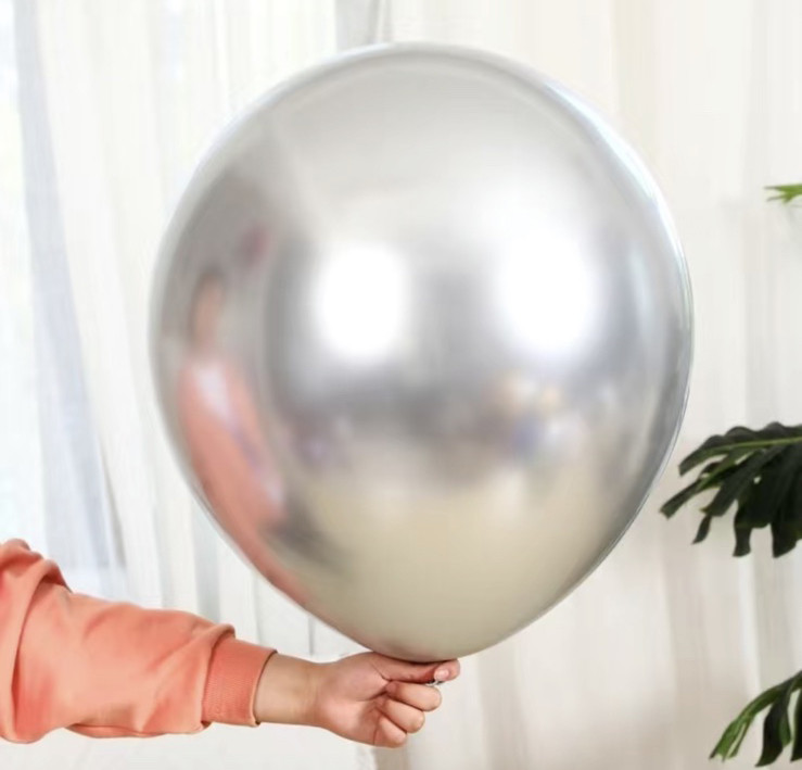 Велика Повітряна Куля Latex Balloon 18 дюймів 45 см Срібло Металік (00937)