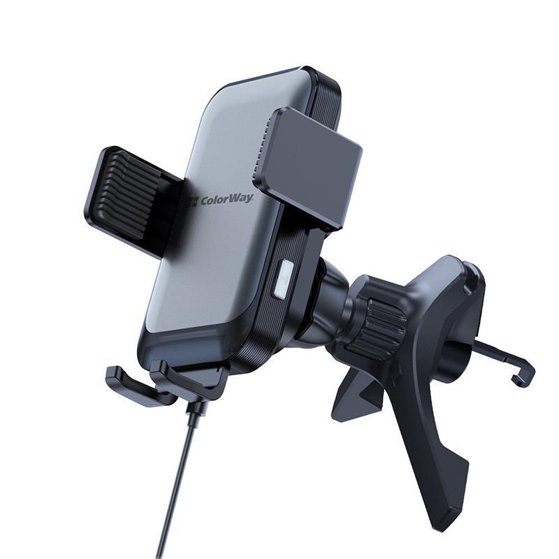 Бездротовий зарядний пристрій СolorWay AutoSense Car Wireless Charger 2 (Dashboard+Air Vent) 15W (CW-CHAW040Q-BK), фото 1